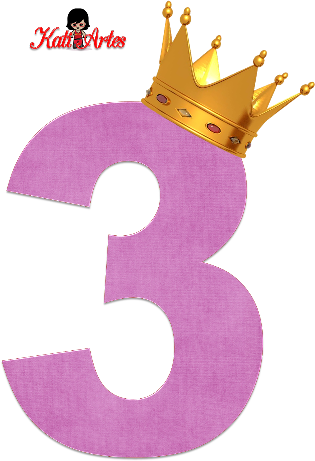 Princess Crown Number Three PNG Image