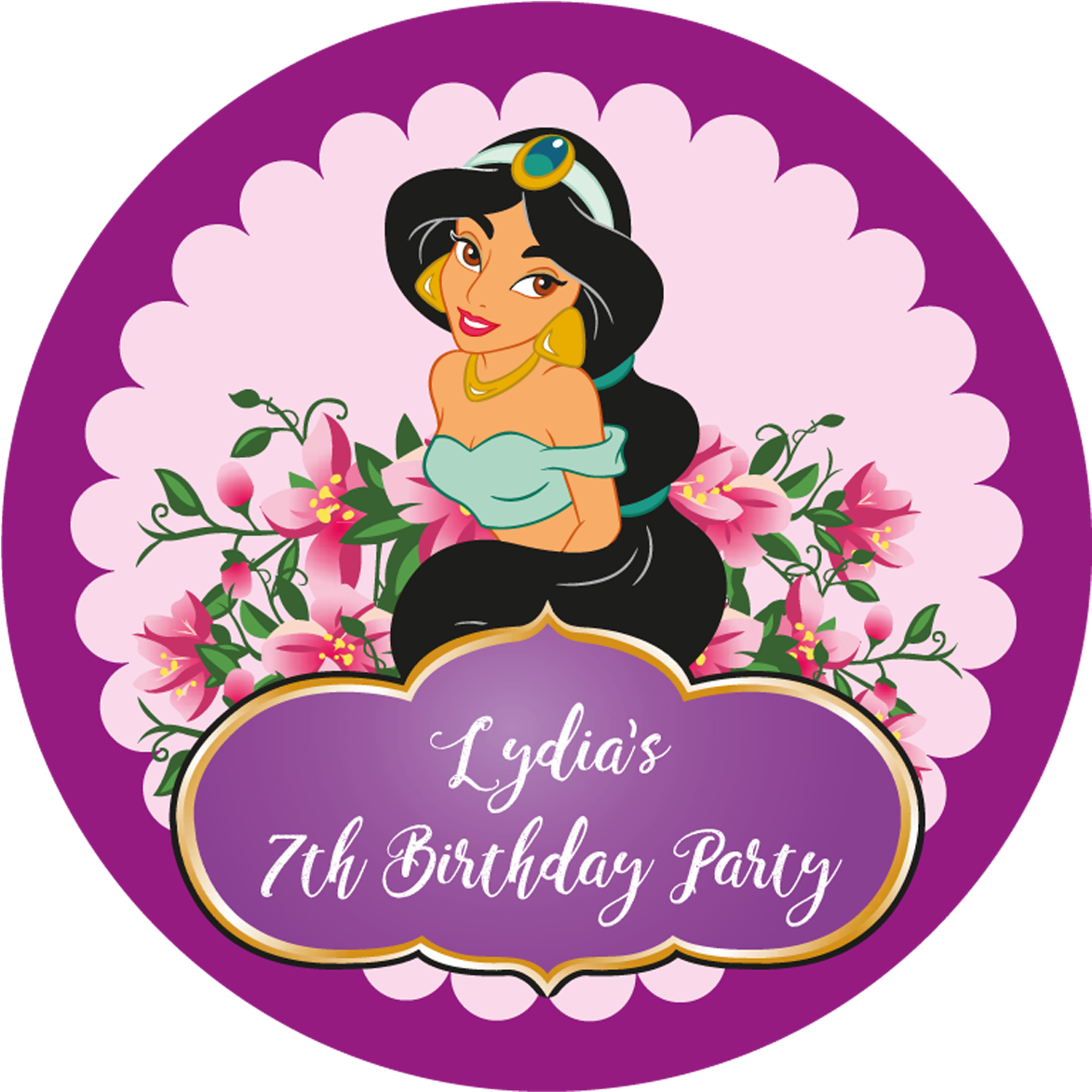 Princess Jasmine Birthday Party Invitation PNG Image