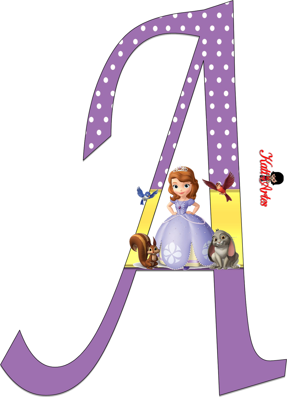 Princess Sofiaand Animal Friends Letter A PNG Image