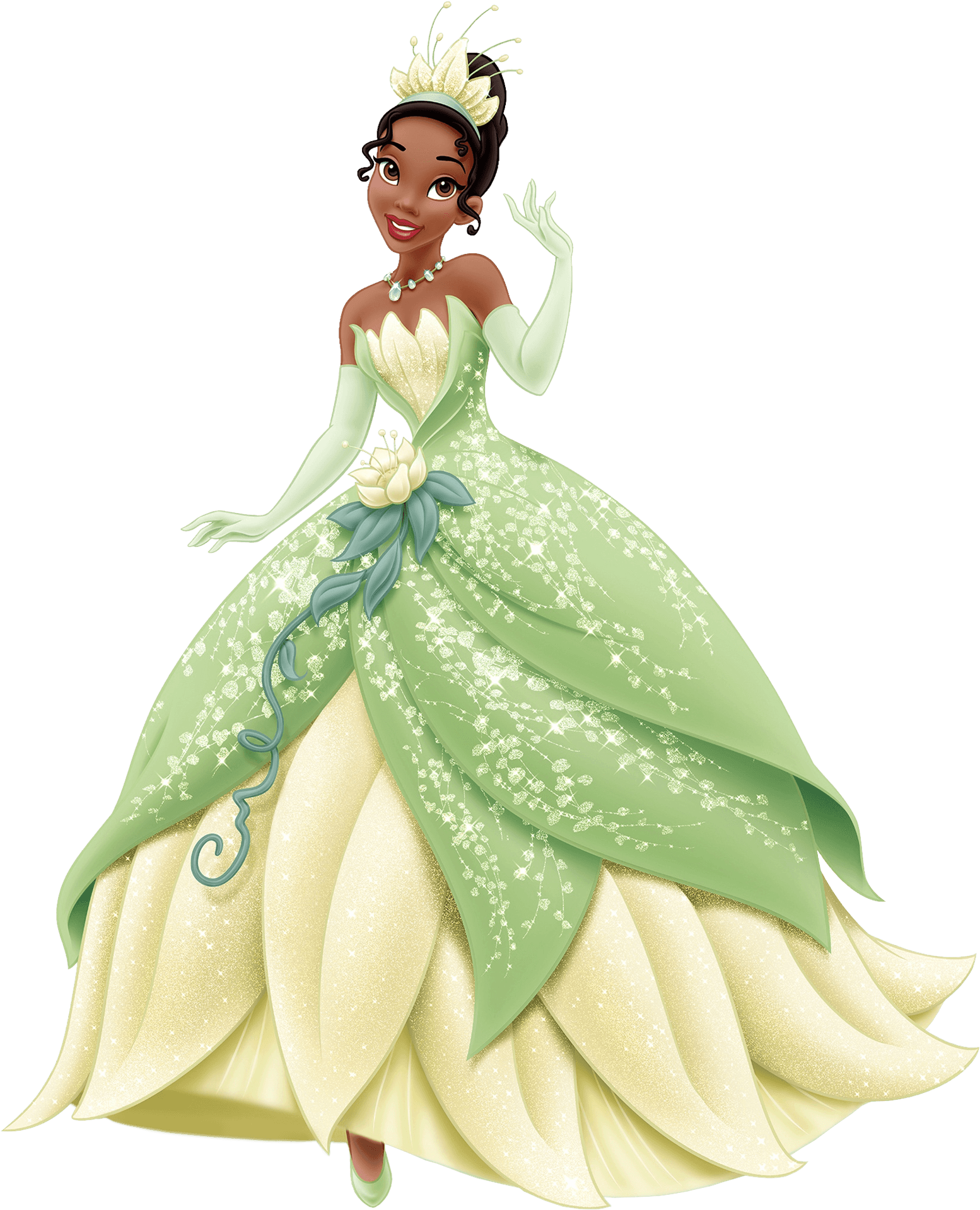 Princess Tiana Elegant Gown PNG Image