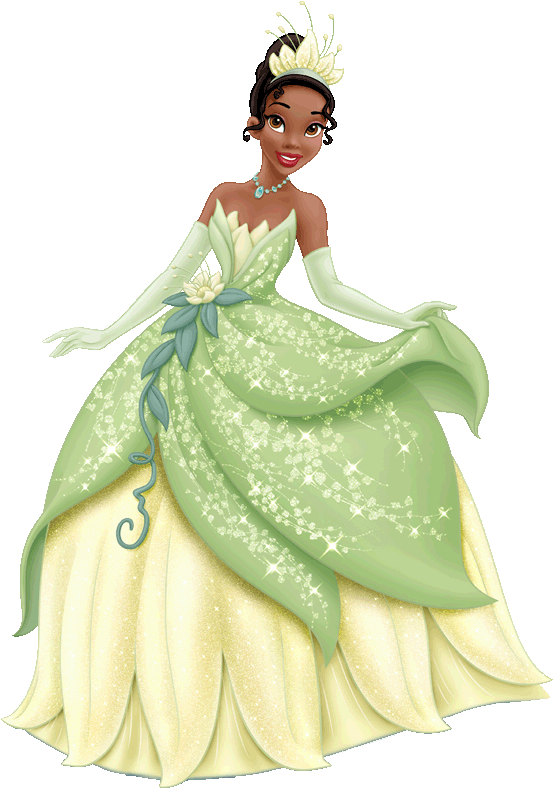 Princess Tiana Elegant Gown Illustration PNG Image