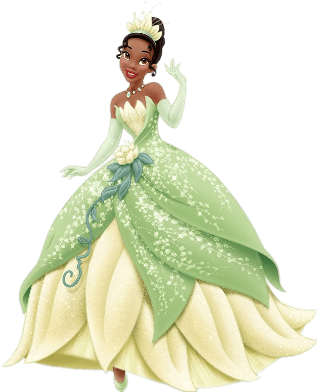 Princess Tiana Elegant Gown PNG Image