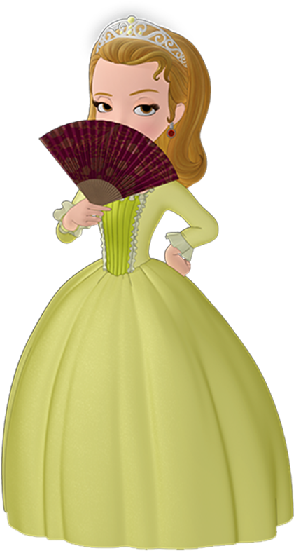 Princess With Fan Cartoon Character PNG Image