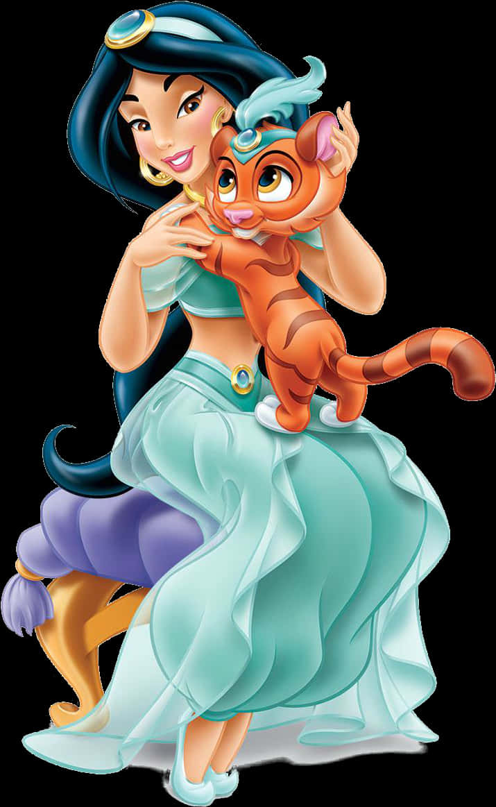 Princessand Pet Tiger PNG Image