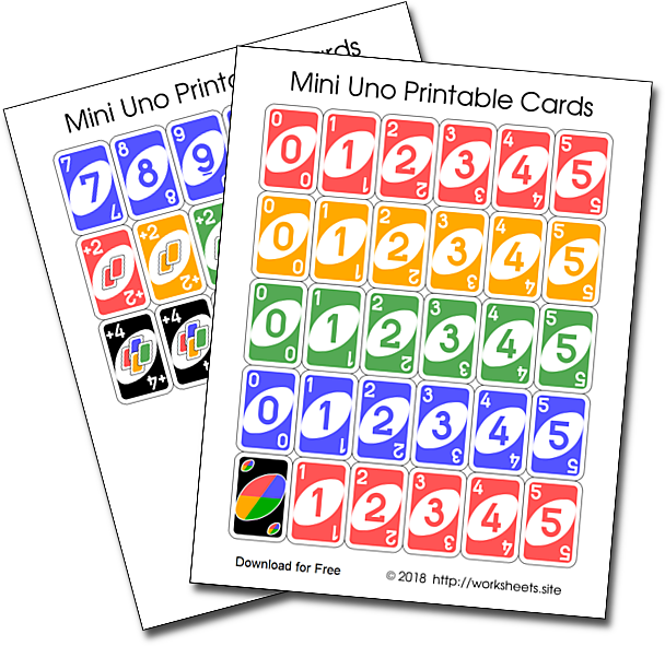 Printable Mini Uno Cards Sheets PNG Image