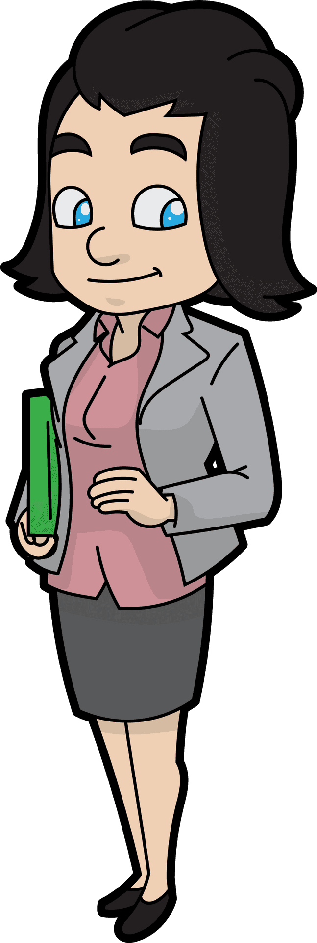 Professional Animated Businesswomanwith File PNG Image