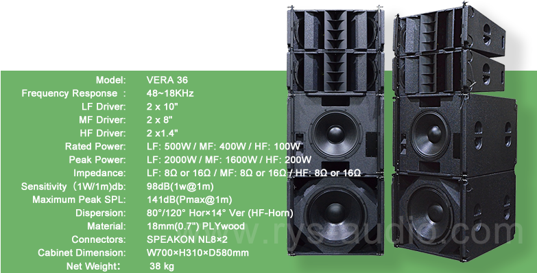 Professional Audio Speakers V E R A36 Model PNG Image