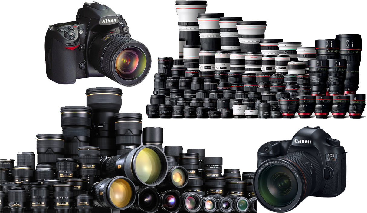 Professional Camera Gear Comparison PNG Image