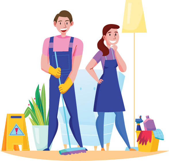 Professional Cleaning Team Readyto Work PNG Image