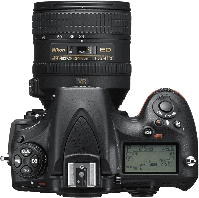 Professional D S L R Camera Top View PNG Image