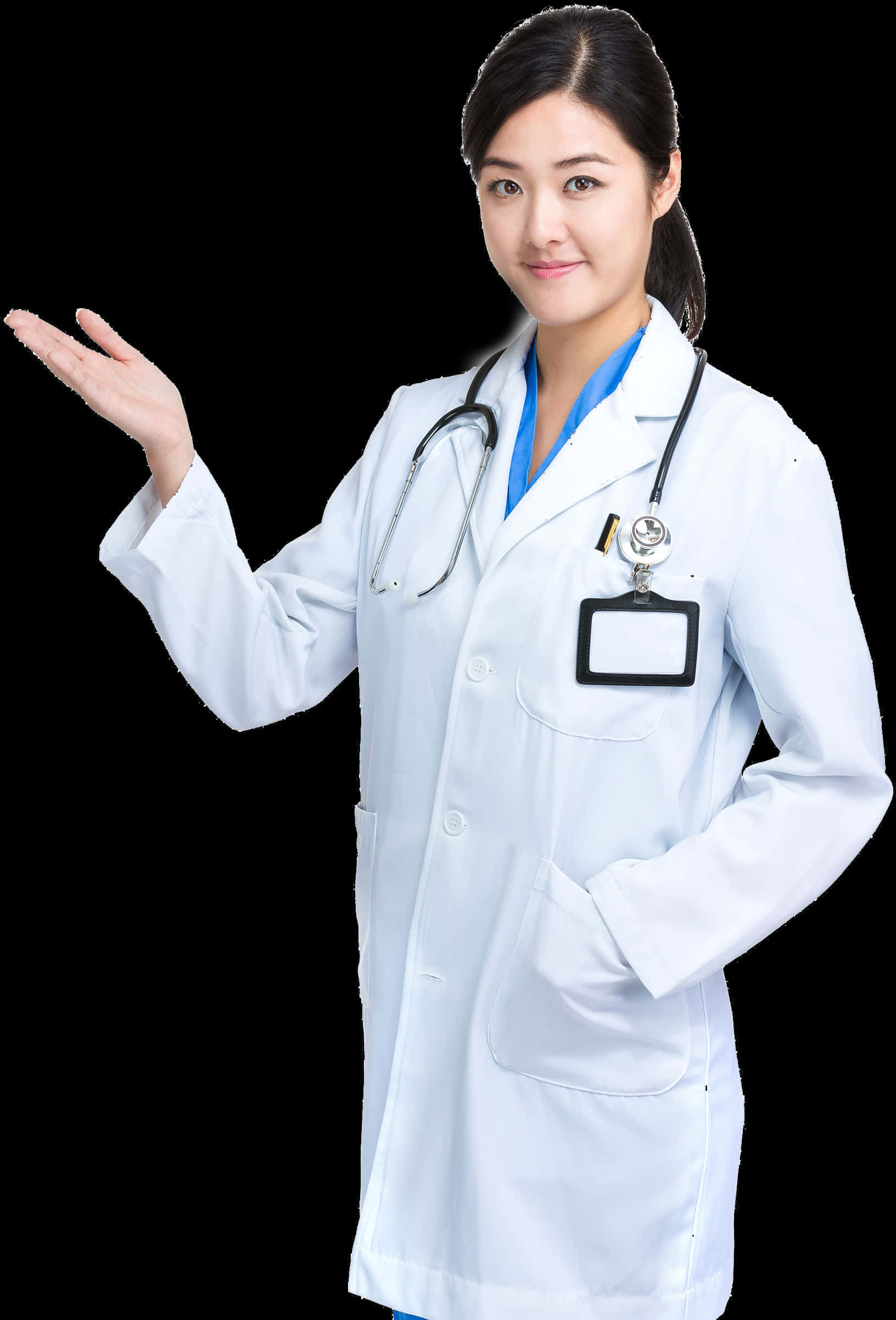 Professional Female Doctor Presenting PNG Image