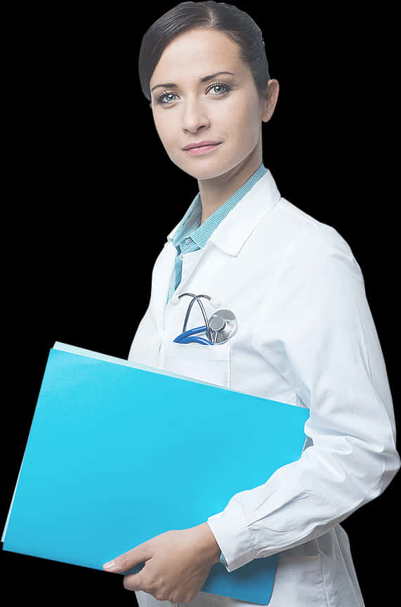 Professional Female Doctorwith Chart PNG Image