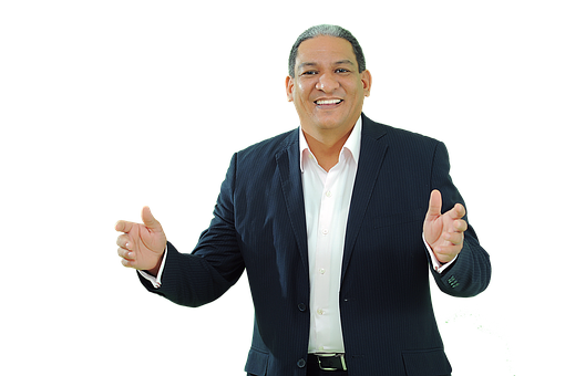 Professional Man Welcoming Gesture PNG Image