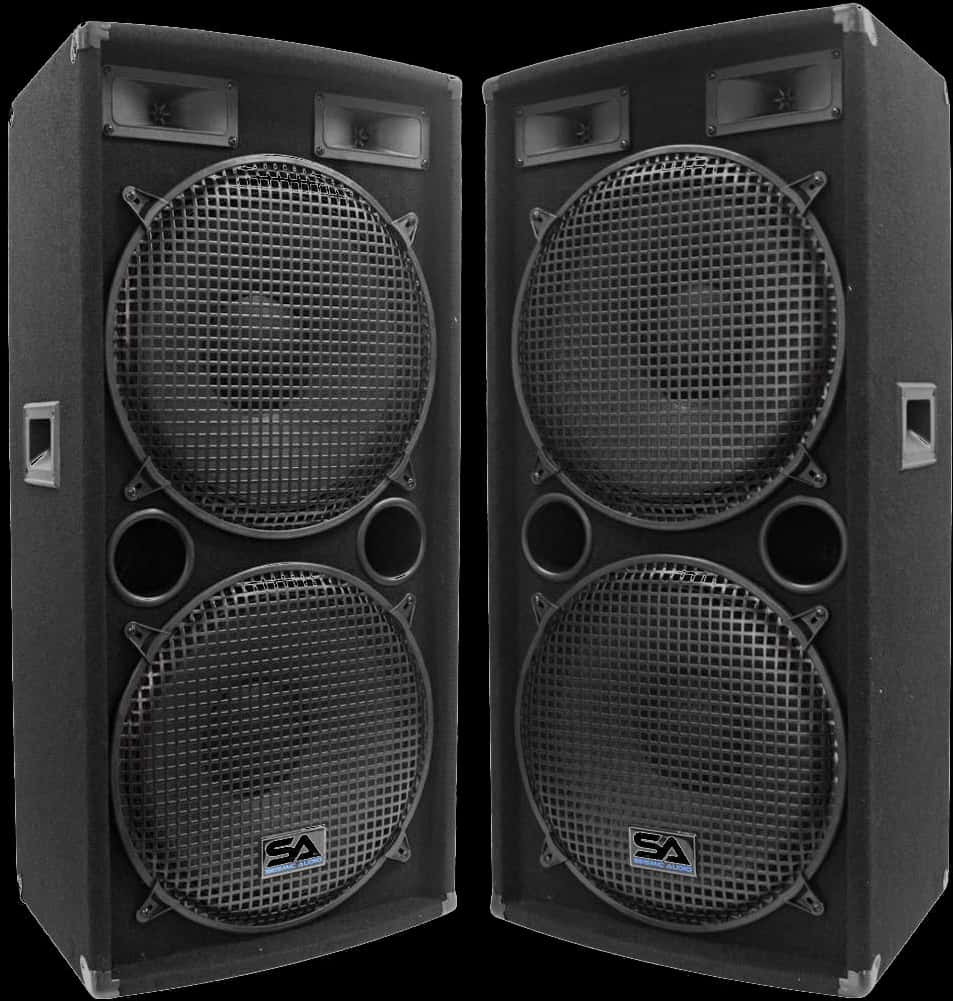 Professional P A Speakers Black PNG Image