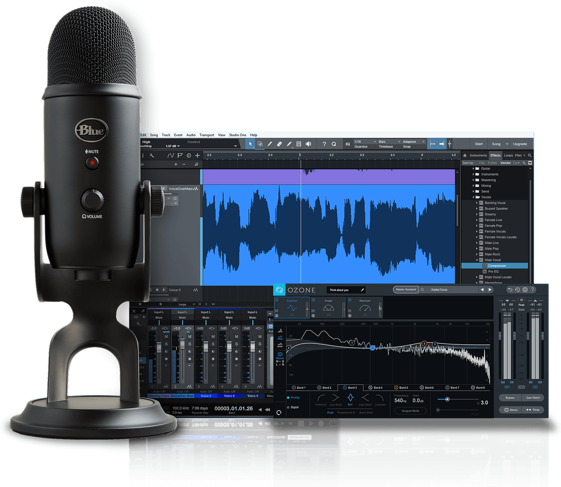 Professional Studio Microphoneand Software PNG Image