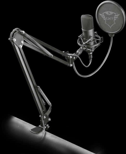 Professional Studio Microphonewith Boom Arm PNG Image