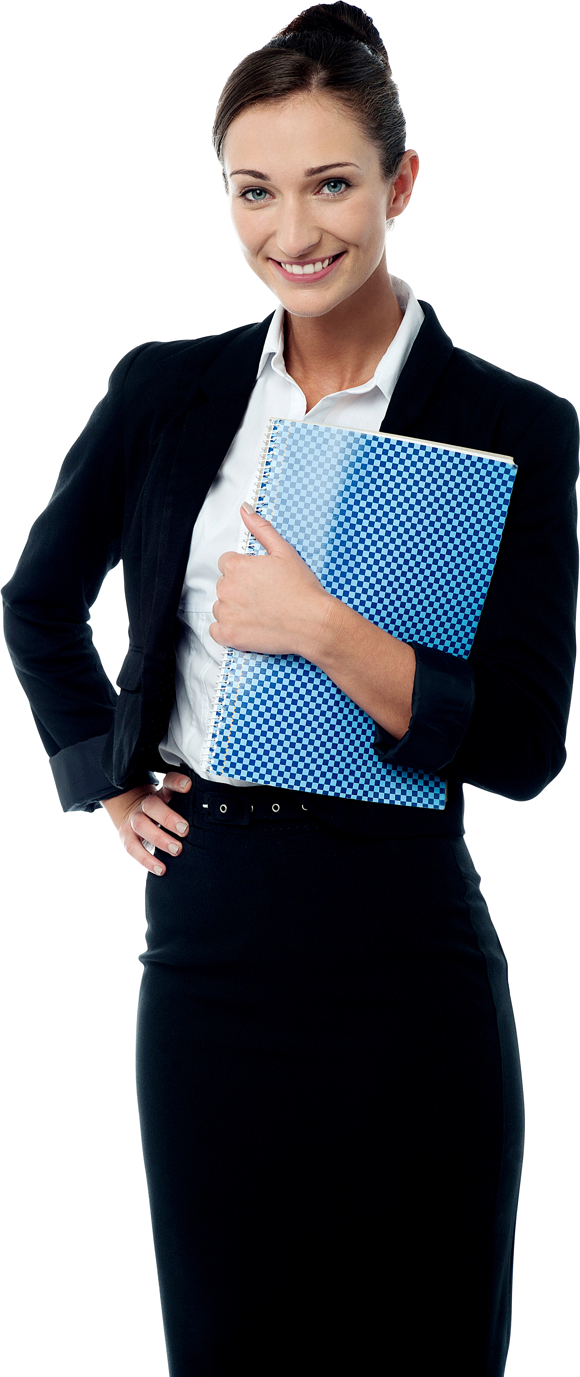 Professional Woman Holding Notebook PNG Image