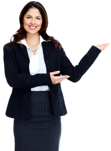 Professional Woman Presenting Product.png PNG Image