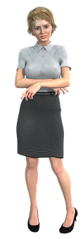 Professional Woman Standing Arms Crossed PNG Image