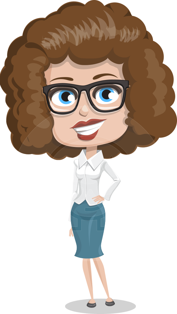 Professional Woman With Curly Hair Cartoon PNG Image