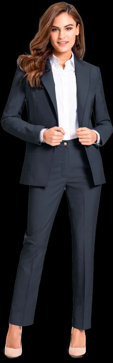 Professional Womanin Black Suit PNG Image