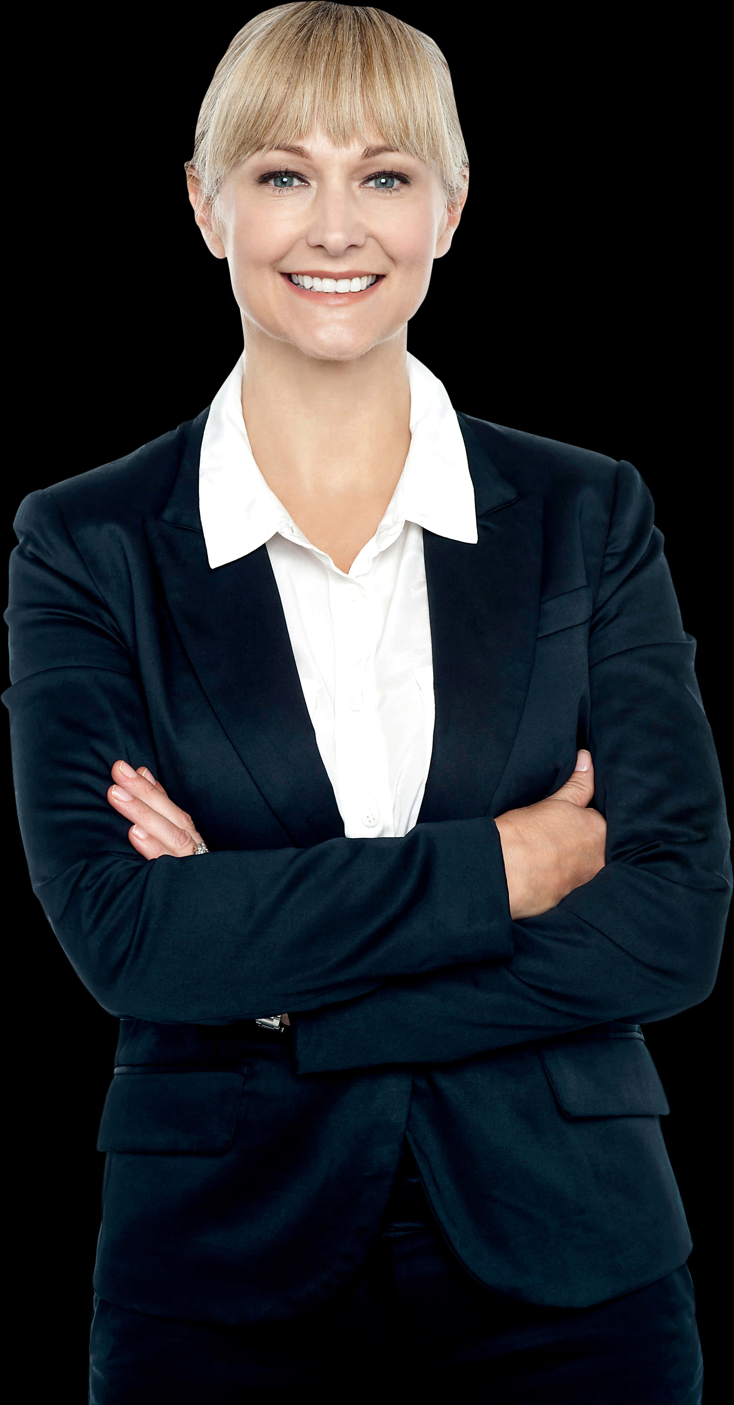 Professional Womanin Black Suit PNG Image