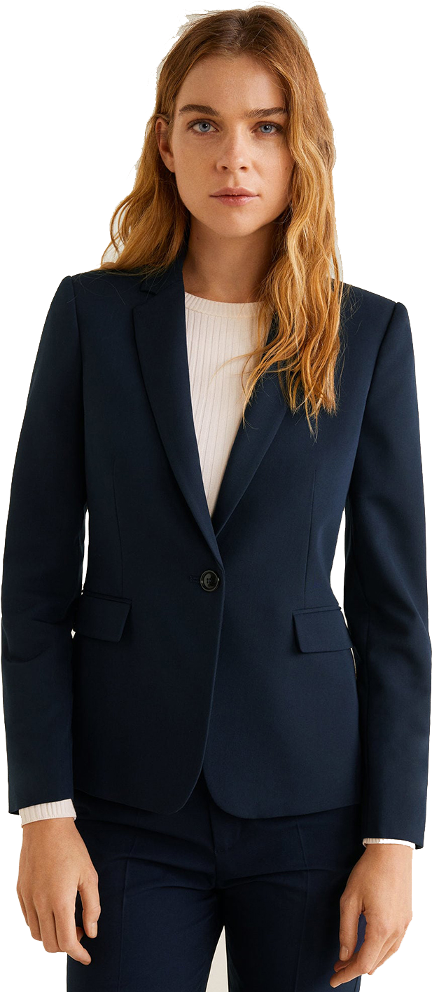 Professional Womanin Blue Blazer PNG Image