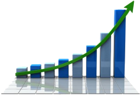 Progressive Growth Bar Chartwith Upward Trend Arrow PNG Image