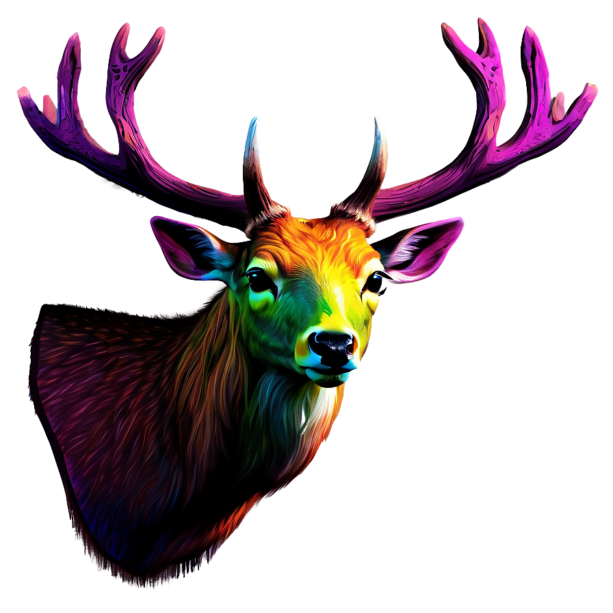 Psychedelic Deer Head Vibrant Art Png 89 PNG Image