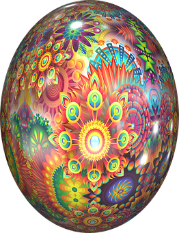 Psychedelic Easter Egg Art PNG Image