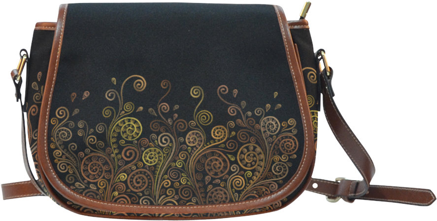 Psychedelic Pattern Leather Satchel PNG Image