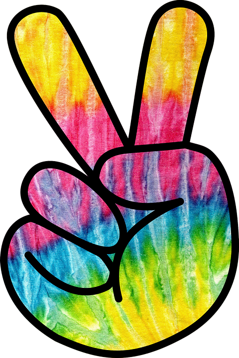 Psychedelic Peace Sign Watercolor PNG Image