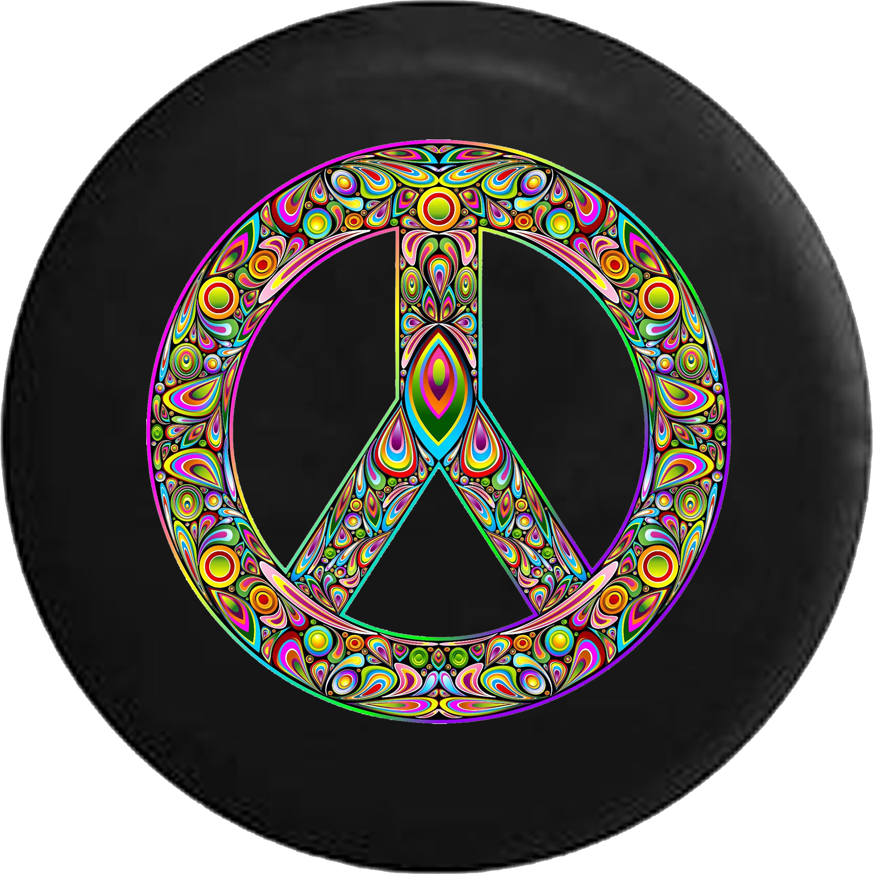 Psychedelic Peace Symbol Vinyl Record PNG Image