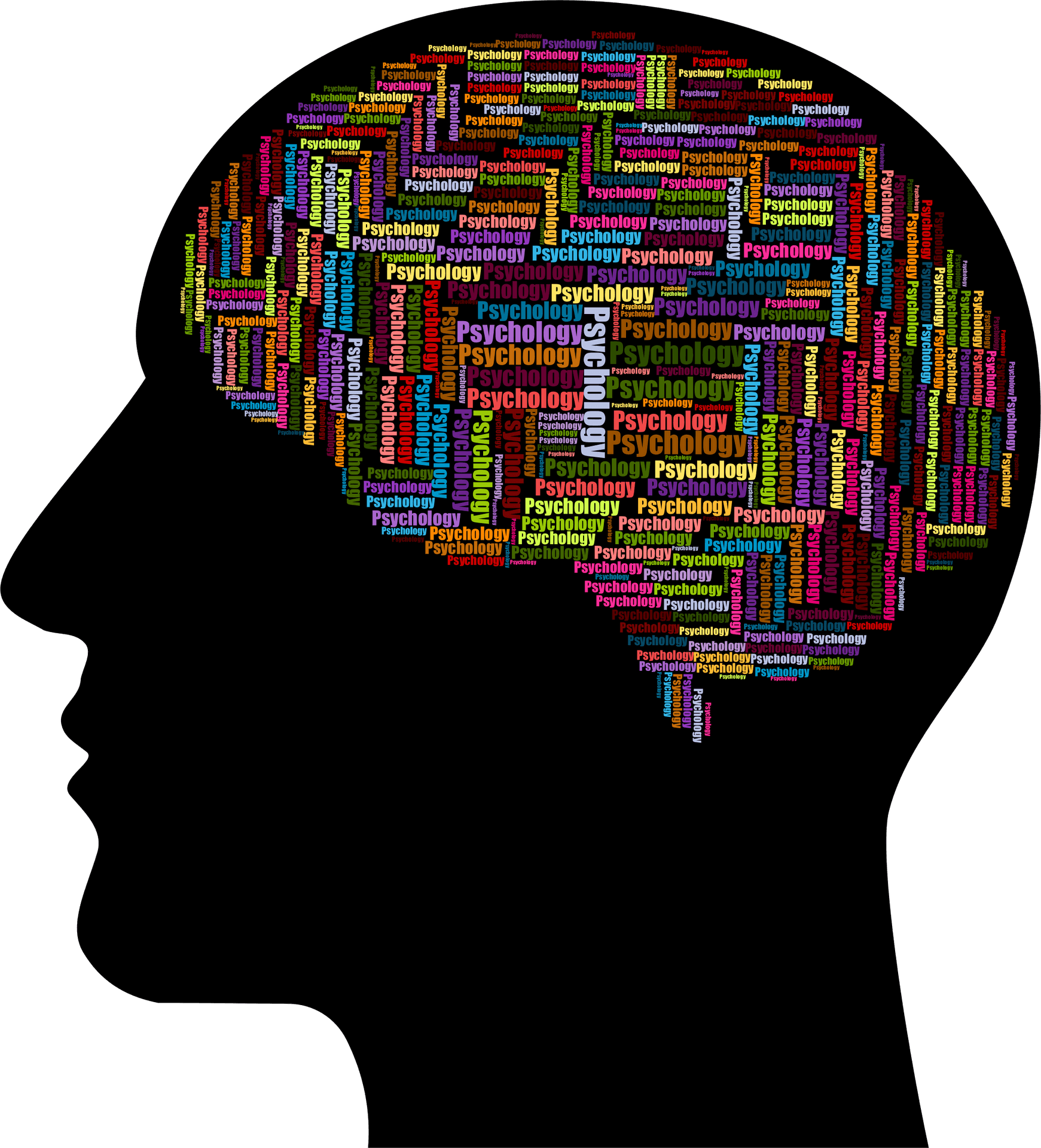 Psychology Word Cloud Brain Silhouette PNG Image