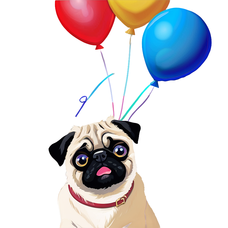 Pug With Balloons Png Ono74 PNG Image