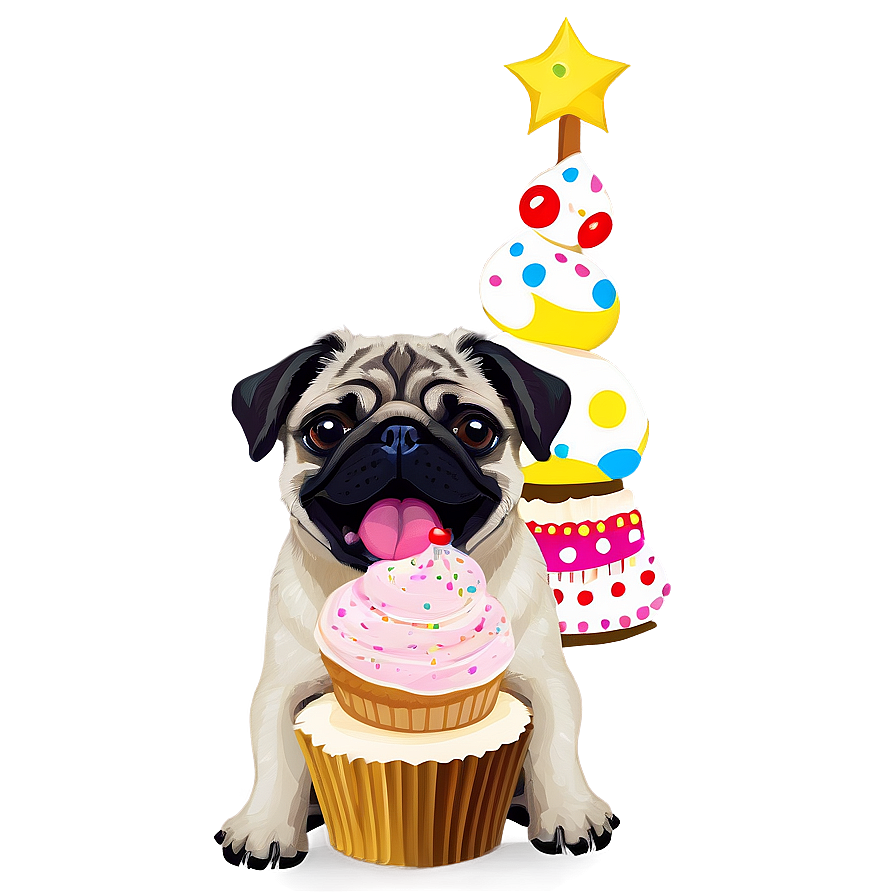 Pug With Cupcake Png Eri PNG Image