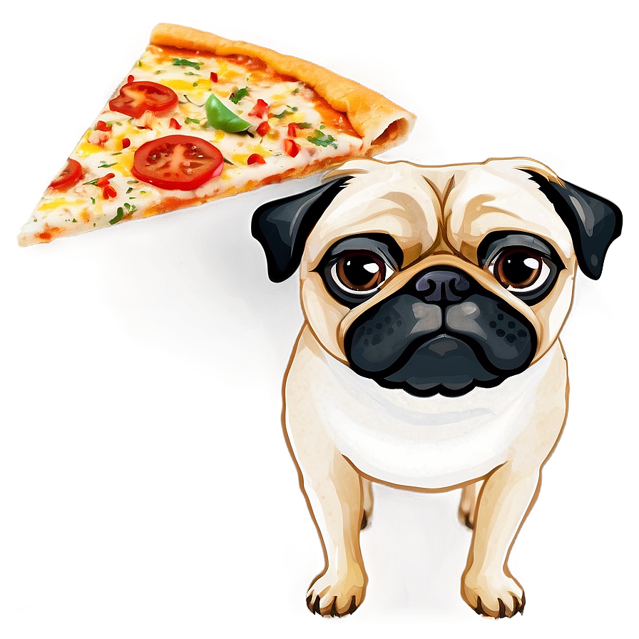 Pug With Pizza Png Rxt PNG Image