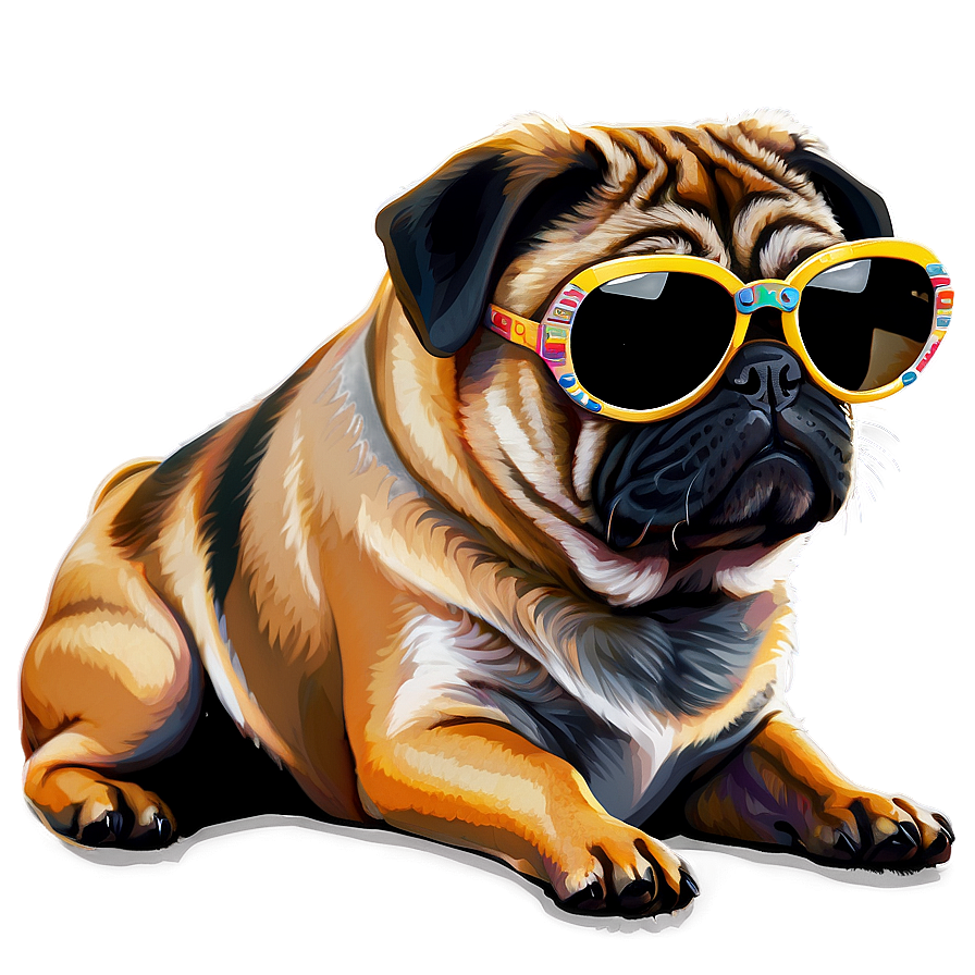 Pug With Sunglasses Png Eob70 PNG Image