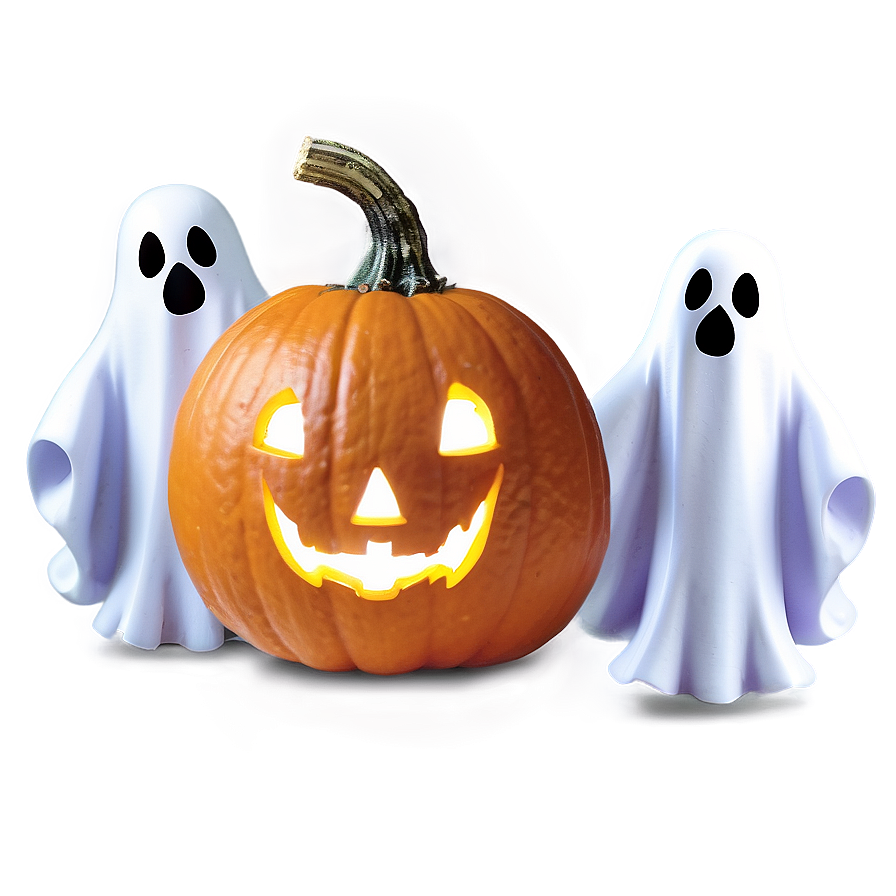 Pumpkin And Ghosts Png Kjv53 PNG Image