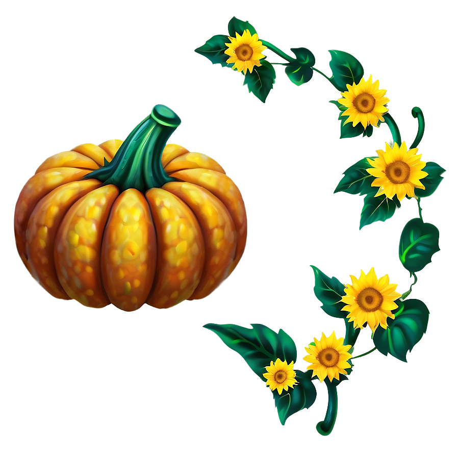 Pumpkin And Sunflowers Png 04292024 PNG Image