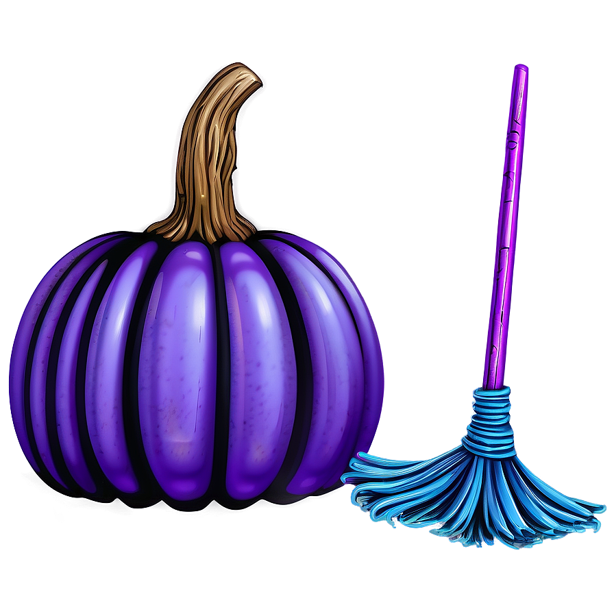 Pumpkin With Witch Broom Png 05242024 PNG Image