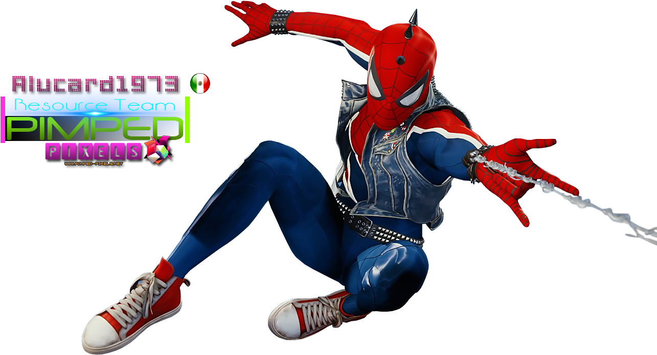 Punk Spiderman Pose PNG Image