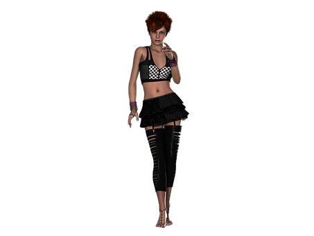 Punk_ Style_ Animated_ Woman PNG Image