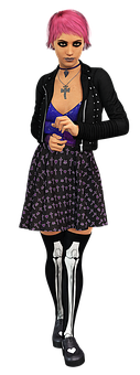 Punk Style Womanwith Prosthetic Legs PNG Image