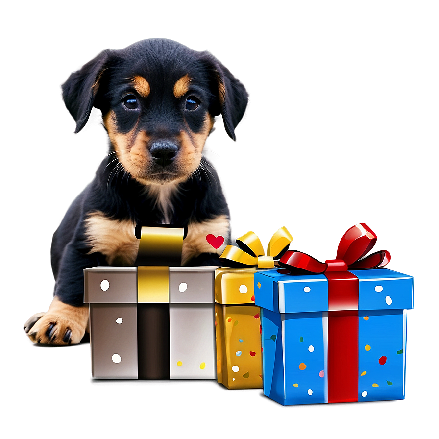 Puppy With Presents Png Vru92 PNG Image