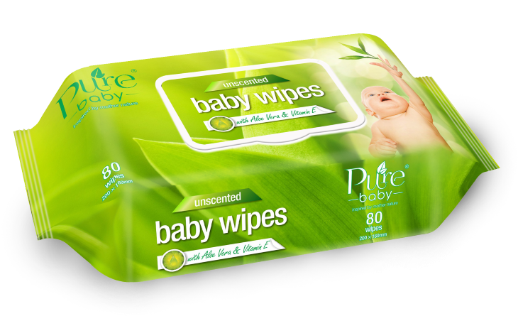 Pure Baby Unscented Wipes Packaging PNG Image