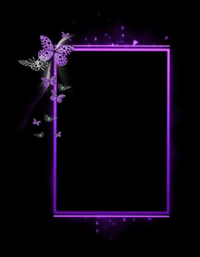 Purple Butterfly Border Design PNG Image