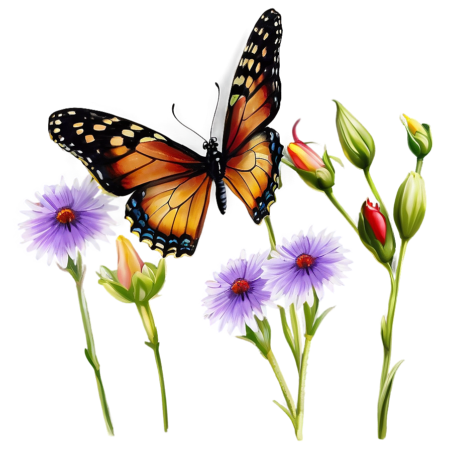 Purple Butterfly On Flower Png Xll78 PNG Image