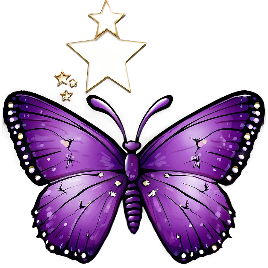 Purple Butterfly With Stars Png 54 PNG Image