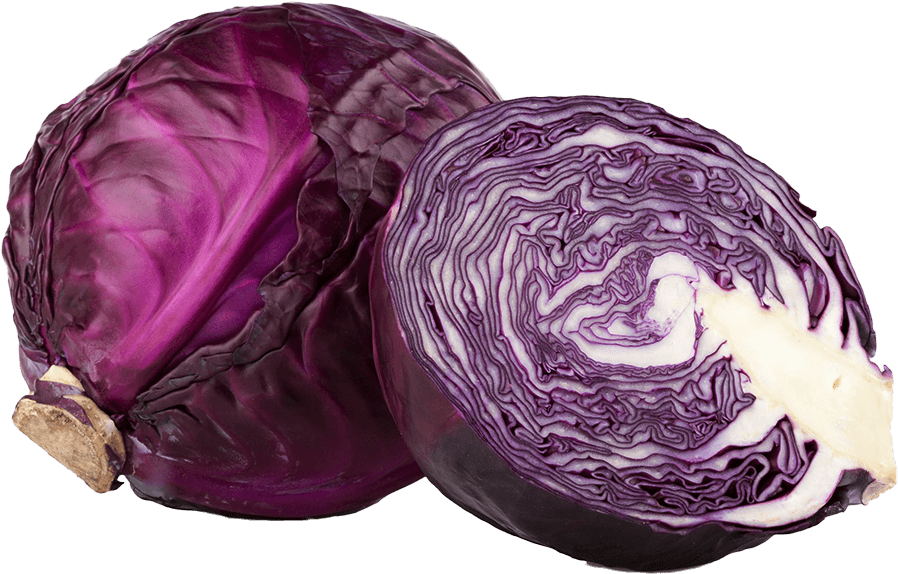 Purple Cabbage Wholeand Half Cut PNG Image